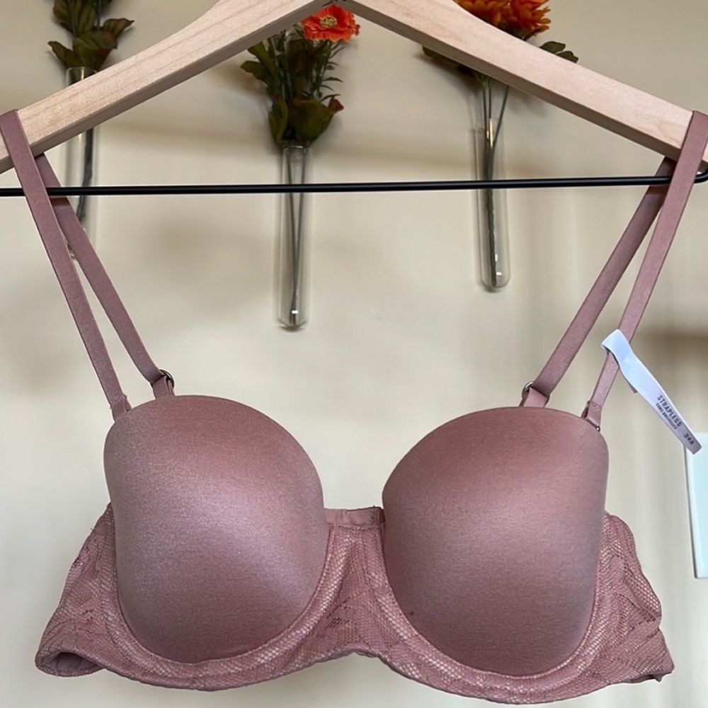 NWT Aerie Convertible Strapless Dusty Rose Lace Bra, 34A